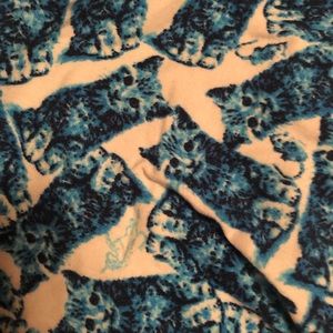 LuLaRoe Blue Lisa Frank-style kitten Leggings